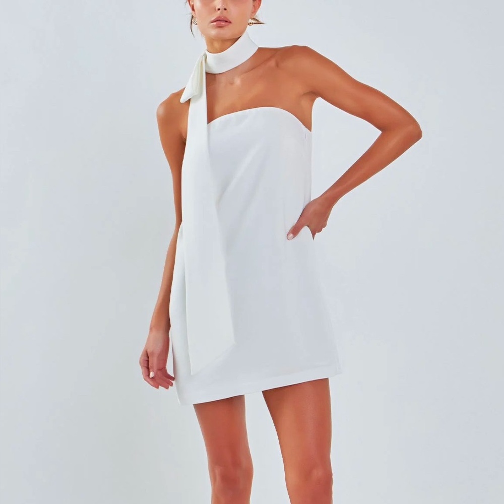 GREY LAB White Strapless Dress